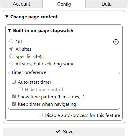 On-page timer
